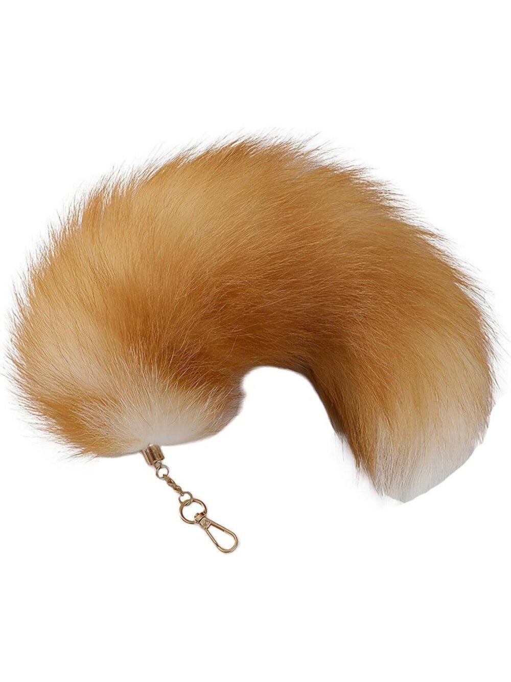 Orange Fluffy Therian Fox Tail Keychain Soft Plush Cosplay Ren Faire Accessory